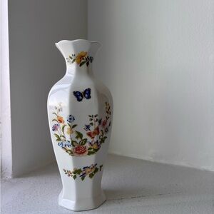 Floral Porcelain Vase with Butterfly Design